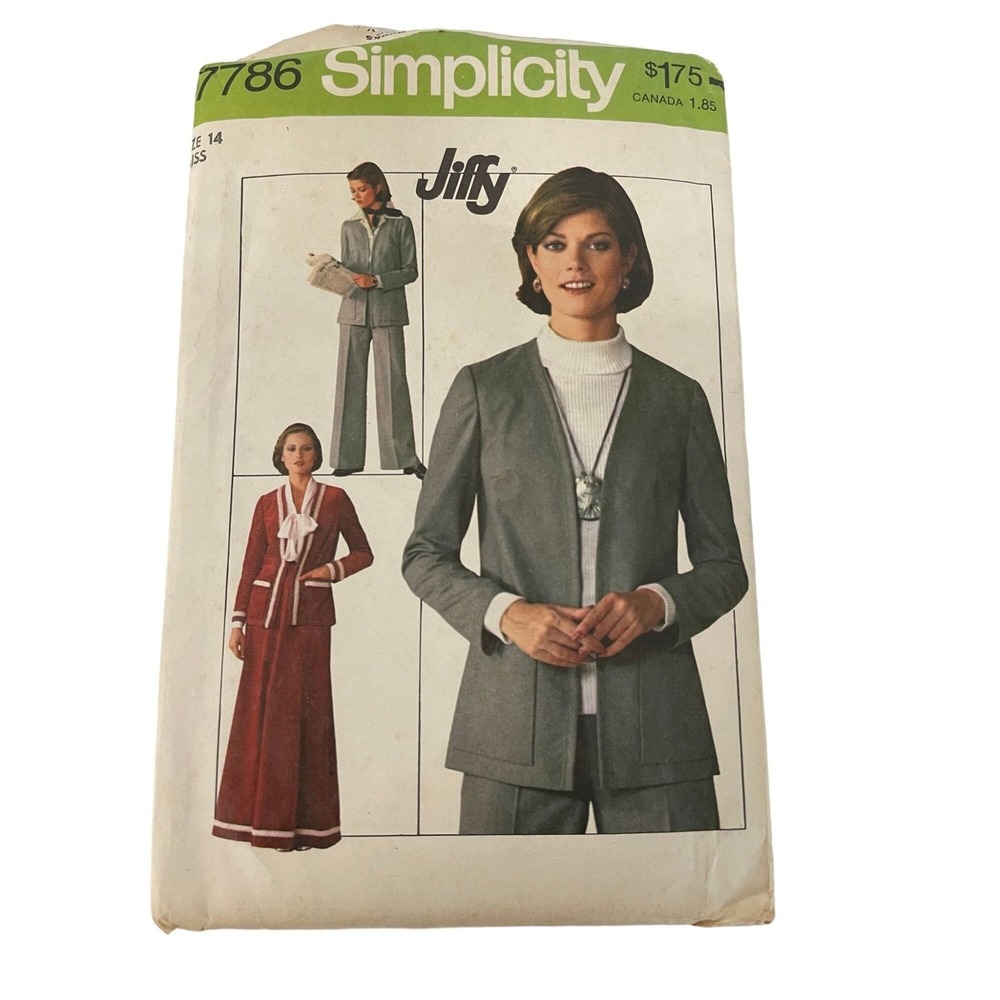 Simplicity Sewing Pattern 7786 Jiffy Skirt Pants Jacket Misses Size 14 UNCUT
